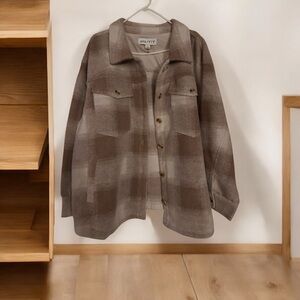 Ava & Viv Brown Plaid Wool jacket 2XL